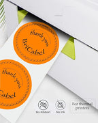 2 inch Orange Round Thermal Labels,600 Labels/Roll Self-Adhesive Circle Inventory Stickers, Multi-Purpose Round Roll Thermal Printing Stickers for Business and Domestic Use