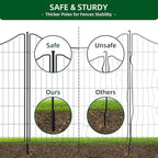 12 Panels No Dig Decorative Fence with Gate, 42 in(H) X 27 ft(L) Tall Garden Fence Animal Barrier, Rustproof Metal Wire Edging Border, Temporary Dog Blocker for Outdoor, Yard, Patio