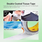 Double Sided Tape 9448A 1" x 33Ft Pack of 1 Made of 3M Super Sticky Adhesive Tape Ultra Thin Translucent Tissue Tape for Laptop Cell Phone Repairs Arts Crafts