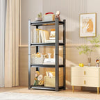 Storage Shelves, Garage Metal Shelving Unit, Adjustable, Double-Layer Column with Reinforced Ribs, Heavy-Duty, Capable of Bearing 600-3600 lbs (Black, 24 * 14 * 54, 4-Tier)