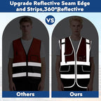 BeautyWill Custom Safety Vest Customized Logo Class 2 High Visibility Reflective Vest with Pockets Construction workwear