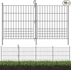No Dig Fence Outdoor Dog Fences 10 Panels,32in (H) x 24.6 ft (L) Decorative Metal Garden Fence with Gate,Garden Fence Animal Barrier,Garden Fencing for Yard Rustproof