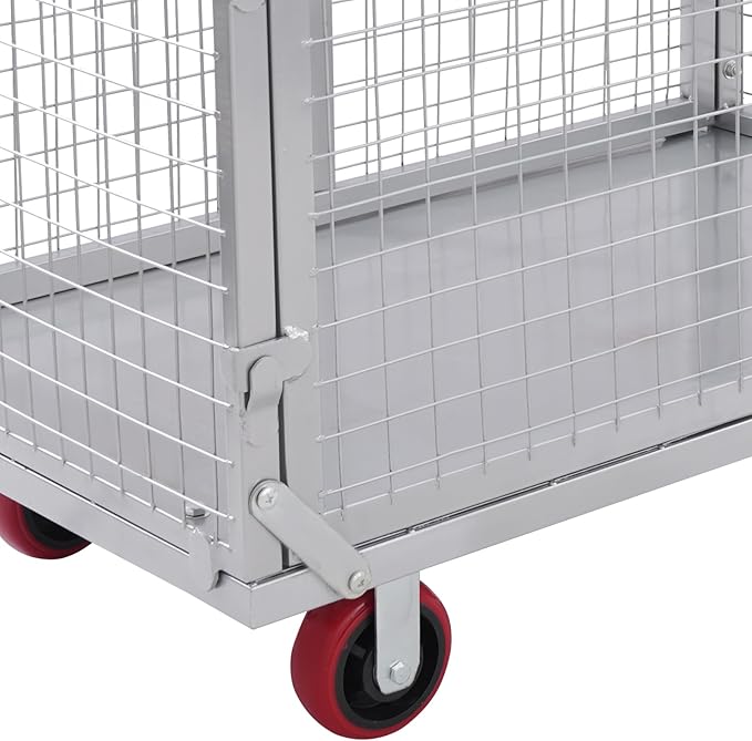 Large Platform Truck Cart, 440LBS Heavy Duty Push Cart Dolly with Cage, 39 x 24in Steel Flatbed Carts Flat Dollys Hand Trucks for Groceries, Garage, Warehouse, Equipment