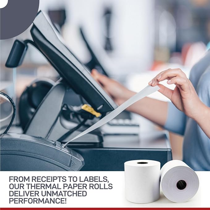 100 Rolls – 3 1/8" x 119' Thermal Receipt Paper Rolls | BPA Free | Compatible Paper for Clover Station, Epson POS Printers & Cash Registers
