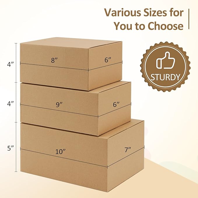 Eupako 10x7x5-Small-Shipping-Boxes-30-Pack-Brown-Corrugated-Box-Mailers, Cardboard Boxes for Packaging Small Business, Mailing