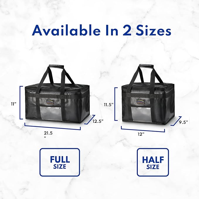 New Star Foodservice 1028690 Commercial Quality Insulated Food Delivery Bag Full-Size, (21.5" W x 11" H x 12.5" D), Black