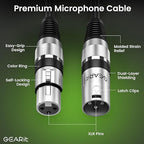 GEARit XLR Male to Female Microphone Cable (10 Feet, 2-Pack) 3-Pin Balanced Shielded Mixer, Recording Studio, Podcast - Black