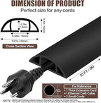 Floor Cord Cover Self Adhesive Cord Hider,10FT Cable Management, Extension Strip Protector for Wires, Prevent Cable Trips for Offices, Gyms, Exhibitions Cavity:0.51"(W) x 0.3"(H) Black