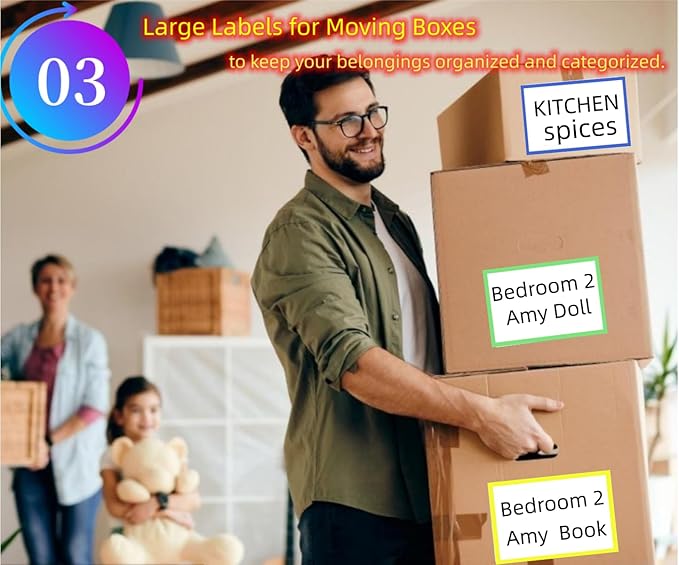 400 Large Moving Labels for Boxes Color-Coded Label Stickers Packing Labels for Moving 6 x 4 Colored for Home Organization Projects, Bins, Kitchen Storage Containers