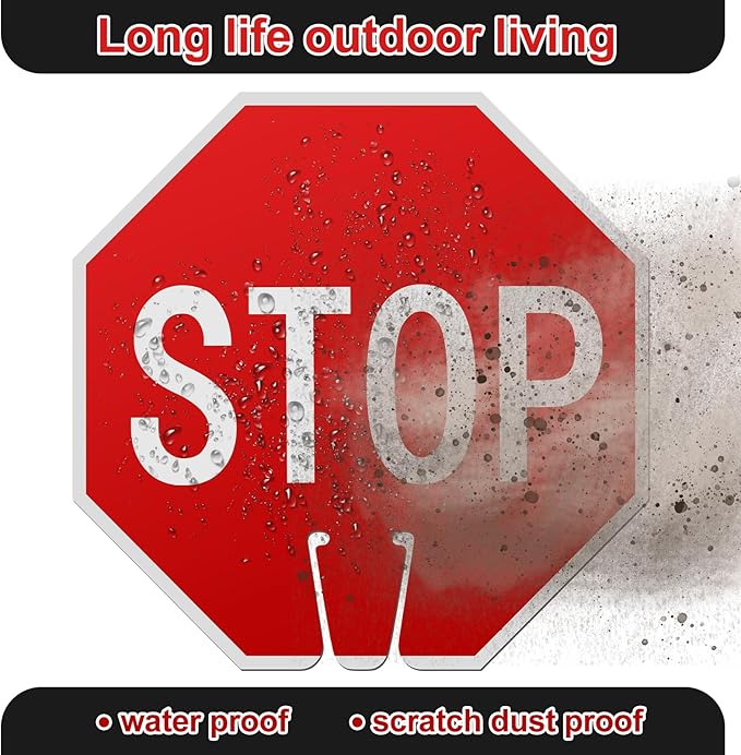 Geetery 3 Pcs Stop Signs Traffic Signs 12 x 12 Inches, Street Road Traffic Cone Top Warning Double Sided for Barricade Outdoor Weather Fade Resistant, Wear Resistant