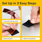 Super Sticky Magnetic Tape (15 ft x 0.5 in) - Stong Magnet Strip with Adhesive Backing - Easy to Cut and Mount on Fridges, Whiteboards & More