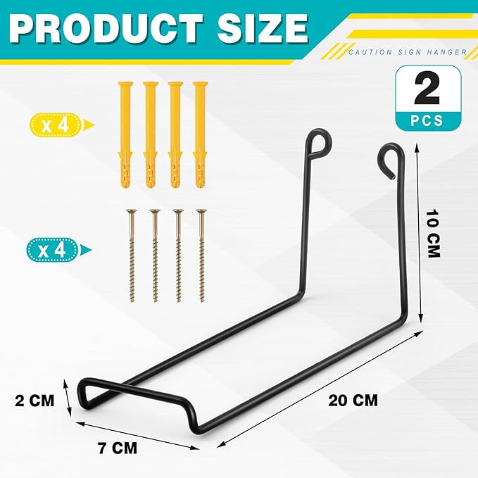 2 Pack Caution Wet Floor Safety Sign Hanger, Wall Mount Sign Hangers with 10 Signs Capacity(Total), Stainless Steel for Easy Installation, Ideal for Commercial Use, Schools, Hospitals