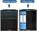 Huolewa File Organizer Boxes with Lids, Collapsible Faux Leather Hanging File Folder Box Organizer with Plastic Slide, Decorative Home/Office Filing System Boxes for File and Folders Storage