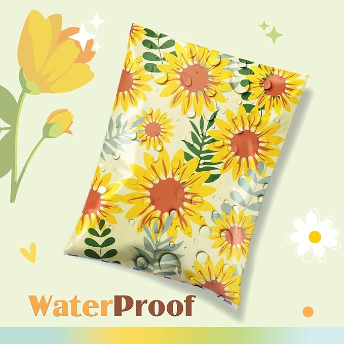 Metronic Poly Mailers 14.5x19 Inch Shipping Bags for Clothes,Self Adhesive Shipping Envelopes for Small Business,Waterproof Mailers Poly Bags for Shipping,Packaging Mailing Bags Sunflower 500pc
