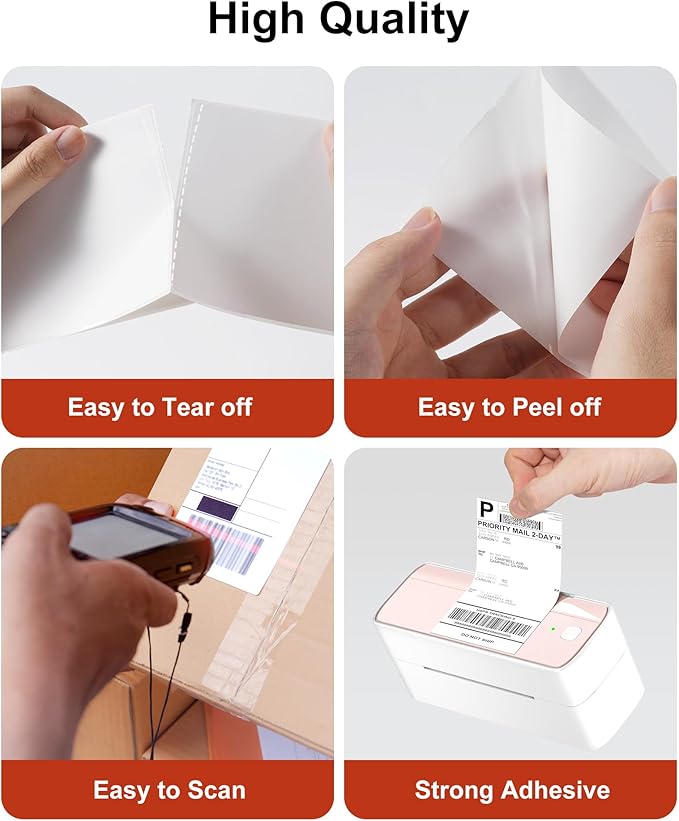 Phomemo 4x6 Shipping Labels, 4000 PCS Fan-Fold Thermal Labels, Compatible with MUNBYN,JADENS,Nelko,KNAON,Phomemo 241bt,243bt,D450BT,D520BT, Label Printer,Water/Oilproof Label Stickers for Address Mail