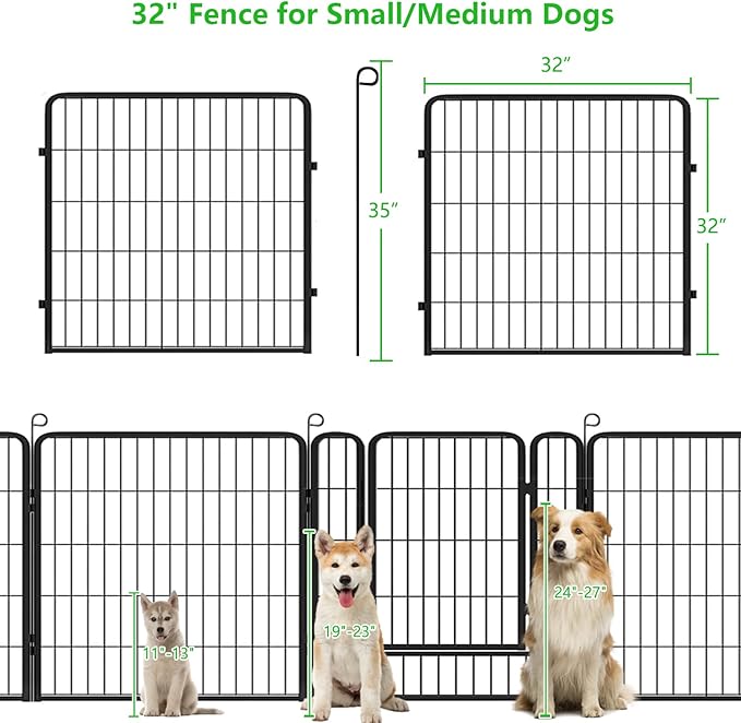 Decorative Metal Garden Fence Add-on Fence Panels, 32in(H) x 5.3Ft(L) No Dig Fence 2 Panels Fencing for Dogs Animal Barrier Fence Garden Fencing for Yard, Patio, Without Gate