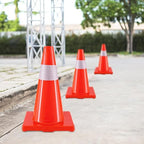 Traffic Safety Cones 18 Inch 4 Pack - Orange Road Parking Cones with Reflective Collars, Heavy Duty PVC Construction Cone Structurally Stable for Road Parking, Traffic Control, Driveway