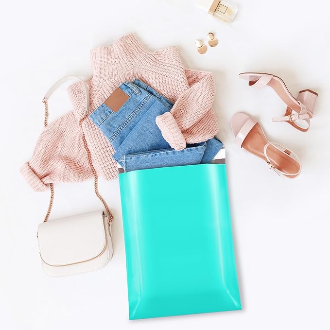 Fuxury Large Poly Mailers 14.5x19'' 100Pc, Waterproof Shipping Bags for Clothing, Strong Adhesive Mailers Poly Bags for Small Business Suppliers, Durable Shipping Envelopes Mailing Bags Teal