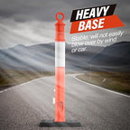 RoadHero 45 Inch Delineator Post with Base, Portable Orange Traffic Delineator Posts Cones with Reflective Collars for Parking Lots, Road Safety, Construction Events 6 Pack