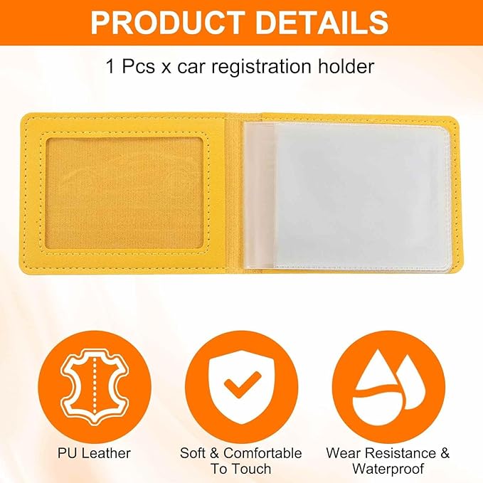 HARFINGTON Car Registration and Insurance Holder PU Leather Vehicle Glove Box Organizer Storage Accessories Car ID Holder with 8 Pockets for License ID Card Bank Card Documents, Yellow