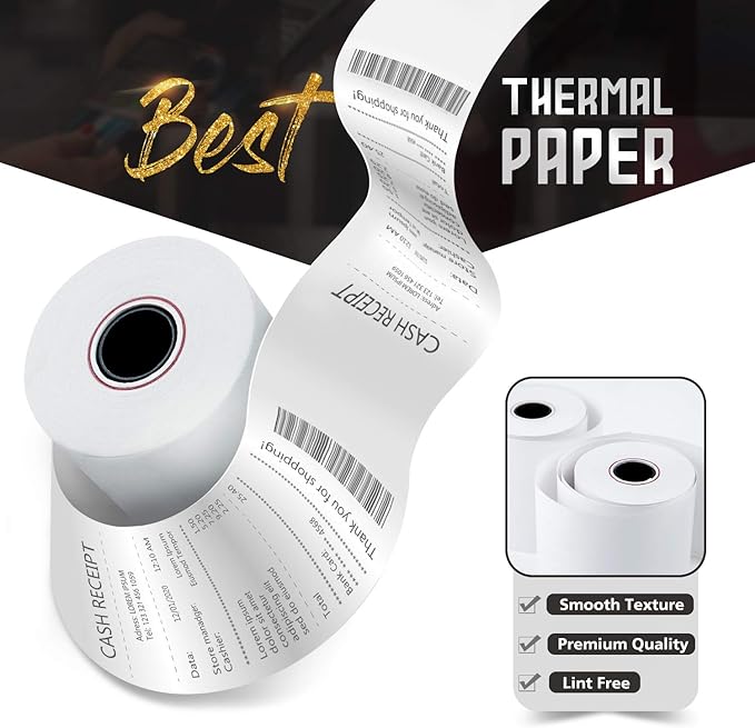 Azure Zone, Thermal Paper Rolls 2-1/4 X 85ft, 50 Rolls, Fits Most POS Machines and Cash Registers, Great for Businesses and Sales