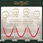8Pcs Sliver Stanchion Post Queue Velvet Ropes and Posts with Soild Base and 4pcs 5 Ft Red Velvet Ropes Carpet Ropes Posts Stanchion Set Crowd Control Barriers for Party Supplies