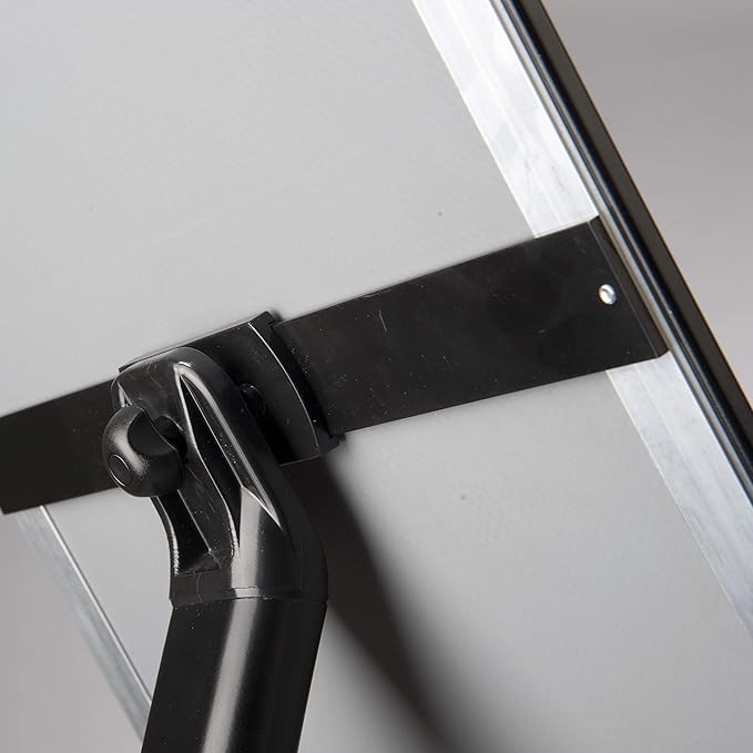 M&T Displays Curved Menu Board 11x17 Inch Pedestal Sign Holder with 8.5x11 Inch Brochure Holder Black Floor Standing Aluminum Front Loading Easy Open Poster Message Advertisement Post