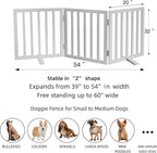 ZJSF Freestanding Indoor Dog Gate for House Foldable Wood White Puppy Gate for Doorways Pet Gate for Stairs Extra Wide Pet Fence 32" Height 3 Panels