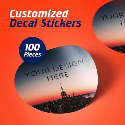 100 Custom Vinyl Stickers - Upload Your own Image, Text, Design, Logo - Personalized Logo Labels for Handmade, Packaging, Bottle, Jars, Candle, Brand Stickers (City, 4x4)