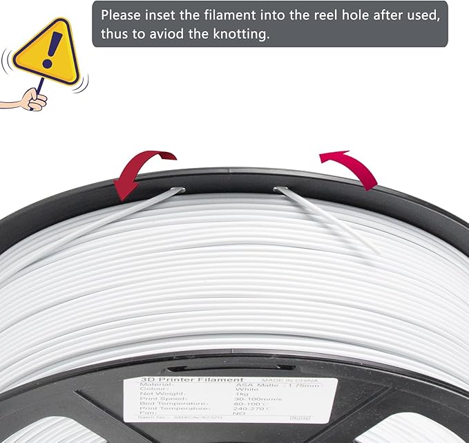 iSANMATE ASA Filament 1.75mm White 3KG, UV & Weather Resistant 3D Printer Filament Perfect for Outdoor Functional Parts, Dimensional Accuracy +/- 0.02mm, 3kg Spool