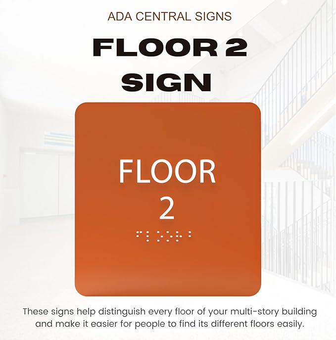 Burgundy ADA Floor 2 Sign with Braille – Made from Durable Acrylic and Ready to Mount