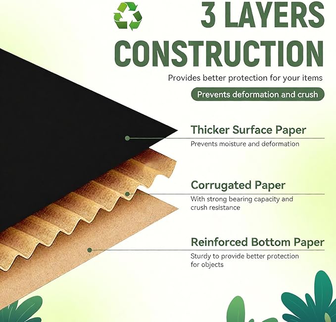 10 Pack 12"x9"x4" inch Shipping Boxes Black Corrugated Cardboard Box for Small Business, Mailer, Shipping, and Packing