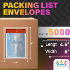 ABC Pack of 5000 Packing List Envelopes 4.5 x 6 Packing List Enclosed 4 1/2 x 6. Adhesive Pouches for Invoice Packing Slip. 2 Mil Clear Plastic Bags. Red Panel. Back Side Document Packaging.