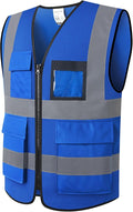Hi Vis Reflective Safety Vest for Men Women Mesh High Visibility Vest with Pockets,Meets ANSI/ISEA Standards(EK170-Mesh-Blue-3XL)