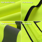 Custom Safety Vest with Logo Pockets High Visibility Reflective Vests Construction Security Workwear