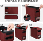 BALEINE File Organizer Box with Lid, Collapsible File Folder Organizer with Plastic Slide, Hanging File Folder Box for Office Document Storage (2 Pack, Red, S)
