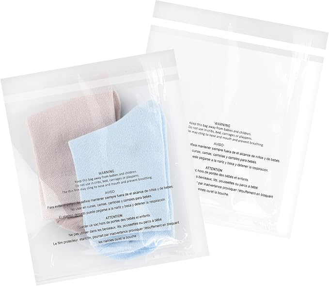 iMailer - 200 Pcs - 6" x 9", Clear Poly Bags with Suffocation Warning Self Seal 1.6 Mil for A7 A8 A9 Cards & Envelopes, Bakery, Cookies, Candies-Permanent Glue
