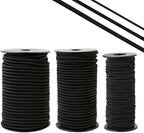 Strong and Durable Bungee Cord - 1/4" x 25ft Elastic Cord, Kayak Stretch String Rope, Bungee Shock Cords for Repairing Tent Poles, DIY, Tie Downs, Black