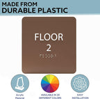Clean Grey ADA Floor 2 Sign with Braille – Made from Durable Acrylic and Ready to Mount