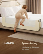 HOMEAL Toddler Bed Rails - 59"x24" Extra Long Bed Rail for Toddlers with U-Shape Base, Baby Bed Safety Guard for Twin, Full, Queen, King Mattress Bed, Beige, 1 Pack