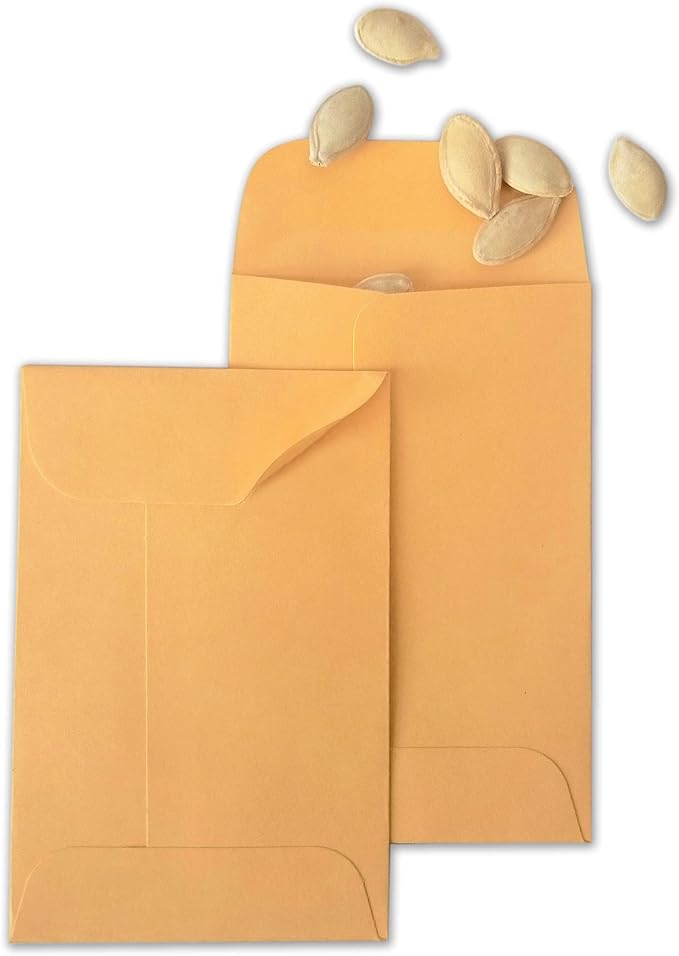 500 PCS #5 Coin Envelopes, 3.125 x 5.5 inches Brown Kraft Envelopes Classic Small Parts Envelopes with Self Adhesive Gummed Flap for Coins, Cash, Credit Cards, Seeds