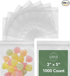 3 x 5 Inch Resealable Plastic Bags 1000 Pack — Clear Reclosable Zipper Seal Bags for Jewelry, Beads, Small Parts, Crafts, Party Favors