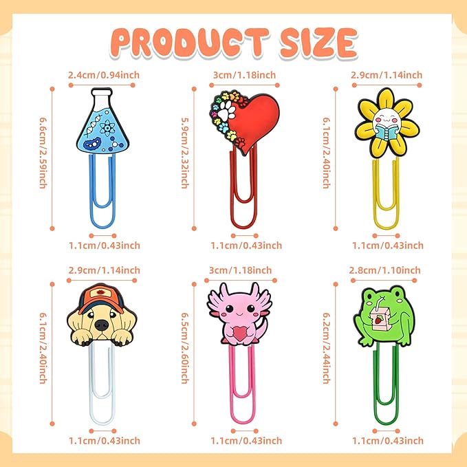 200 PCS Random Paper Clips Metal Paperclip Large Size Paper Clip Cute Bookmark Colorful Office Supplies Bookmark Clamp Desk Accessories Stationery for School Gifts for Christian