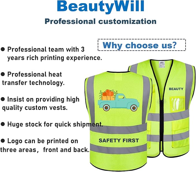 10 Pack Mesh Safety Vest Custom Logo High Visibility Reflective Vest with Pockets Security Work Vest（Yellow，S）