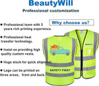 BeautyWill Custom Logo Safety Vest Class2 High Visibility Reflective Vest Breathable Construction Vest