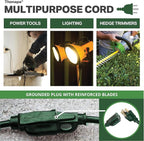 Weatherproof Outdoor Extension Cord 100 ft, 16/3 SJTW 100ft Green Extension Cord 3 Prong, Long Exterior for Outdoor Lights & Landscaping, UL Certified - US Veteran Owned