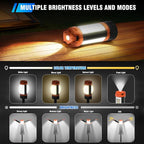 12000mAh Camping Light with Stand, Rechargeable Work Light, 10000 Lumen Dimmable Cordless Work Light with 3 LED Lamp Heads, Magnetic Emergency Flashlight with 79" Detachable Tripod