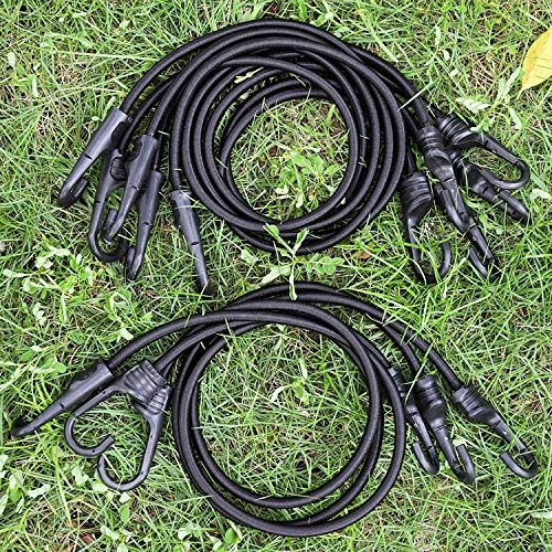 ZHOUBIN 72 Inch Black Bungee Cords with Hooks Heavy Duty, 2 Pcs