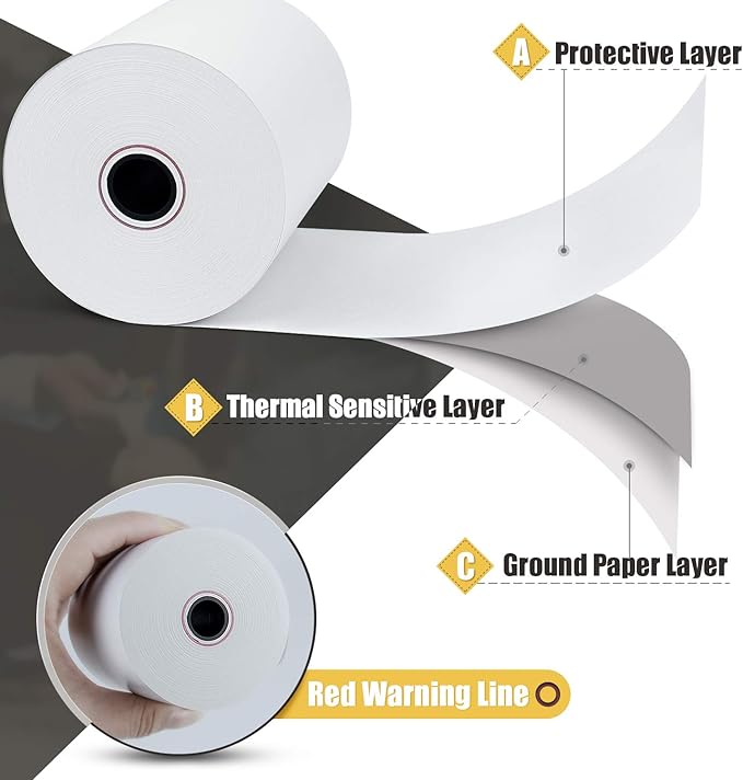 (10 Rolls) 3-1/8 X 230 ft Thermal Credit Card Paper, 80mm Fits Most POS Machines and Cash Registers - Azure Zone