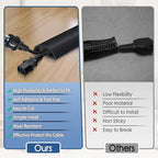 Floor Cord Cover for Wires on Floor Self Adhesive Cord Hider Floor Cable Management Wire Covers for Cords Protector Prevent Cable Trips Cord Cavity W 0.47" x H 0.27", Black, 10Ft